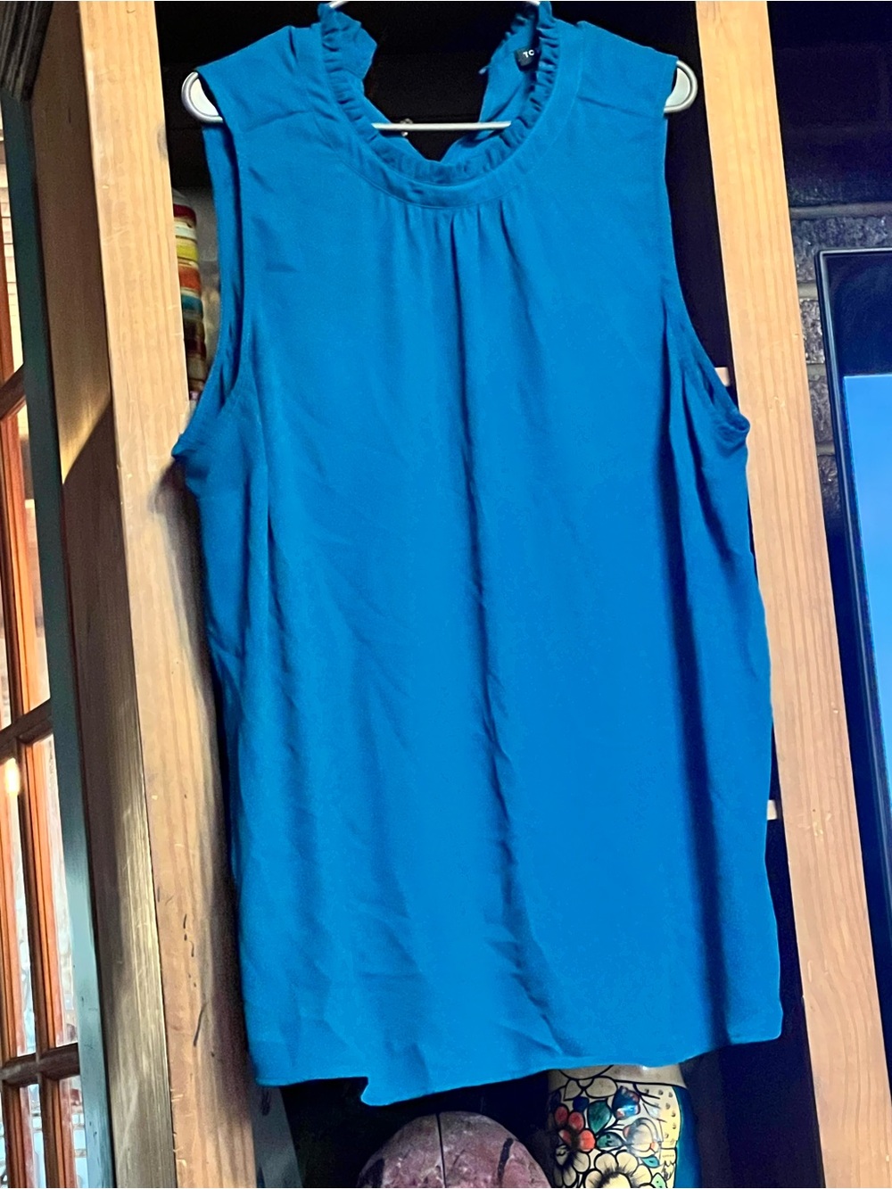 torrid Blue Ruffle-Neck Sleeveless Camisole